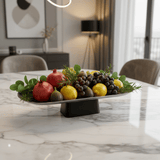 Luhpar Wave Textured Aluminium Oval Pedestal Dish with Black Wooden Base - 50×18×13cm - 74894-B - Al Kabayel Discount CentreLuhpar Wave Textured Aluminium Oval Pedestal Dish with Black Wooden Base - 50×18×13cm - 74894-BServing TraysLUHPARAl Kabayel Discount Centre