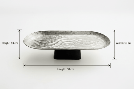 Luhpar Wave Textured Aluminium Oval Pedestal Dish with Black Wooden Base - 50×18×13cm - 74894-B - Al Kabayel Discount CentreLuhpar Wave Textured Aluminium Oval Pedestal Dish with Black Wooden Base - 50×18×13cm - 74894-BServing TraysLUHPARAl Kabayel Discount Centre