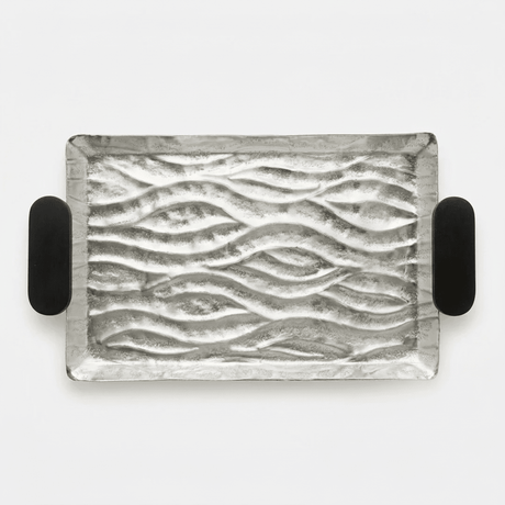 Luhpar Wave Textured Aluminium Rectangular Tray with Black Wooden Handles - 46 × 31 cm - 74893-B - Al Kabayel Discount CentreLuhpar Wave Textured Aluminium Rectangular Tray with Black Wooden Handles - 46 × 31 cm - 74893-BServing TraysLUHPARAl Kabayel Discount Centre
