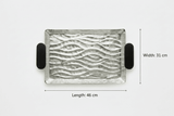 Luhpar Wave Textured Aluminium Rectangular Tray with Black Wooden Handles - 46 × 31 cm - 74893-B - Al Kabayel Discount CentreLuhpar Wave Textured Aluminium Rectangular Tray with Black Wooden Handles - 46 × 31 cm - 74893-BServing TraysLUHPARAl Kabayel Discount Centre