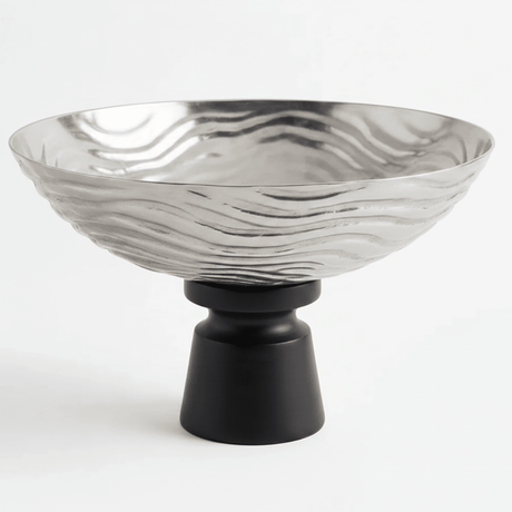 Luhpar Wave Textured Aluminium Round Bowl with Black Wooden Base - 20×33 cm - 74901-C - Al Kabayel Discount CentreLuhpar Wave Textured Aluminium Round Bowl with Black Wooden Base - 20×33 cm - 74901-CBowlsLUHPARAl Kabayel Discount Centre