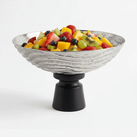 Luhpar Wave Textured Aluminium Round Bowl with Black Wooden Base - 20×33 cm - 74901-C - Al Kabayel Discount CentreLuhpar Wave Textured Aluminium Round Bowl with Black Wooden Base - 20×33 cm - 74901-CBowlsLUHPARAl Kabayel Discount Centre