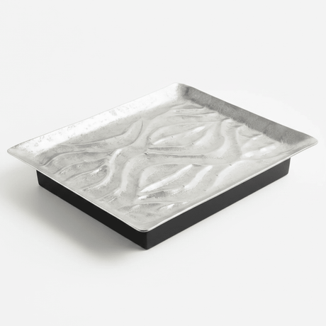 Luhpar Wave Textured Aluminum Rectangular Serving Platter with Wooden Base - 36×26×6 cm - 74896-B - Al Kabayel Discount CentreLuhpar Wave Textured Aluminum Rectangular Serving Platter with Wooden Base - 36×26×6 cm - 74896-BServing TraysLUHPARAl Kabayel Discount Centre