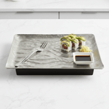 Luhpar Wave Textured Aluminum Rectangular Serving Platter with Wooden Base - 36×26×6 cm - 74896-B - Al Kabayel Discount CentreLuhpar Wave Textured Aluminum Rectangular Serving Platter with Wooden Base - 36×26×6 cm - 74896-BServing TraysLUHPARAl Kabayel Discount Centre