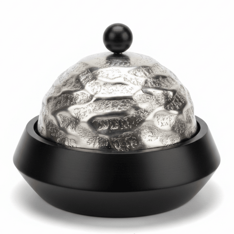 Luhpar Wave Textured Aluminum Round Storage Box with Black Wooden Base - Dome Lid - 20×20 cm - Al Kabayel Discount CentreLuhpar Wave Textured Aluminum Round Storage Box with Black Wooden Base - Dome Lid - 20×20 cmBowlsLUHPARAl Kabayel Discount Centre
