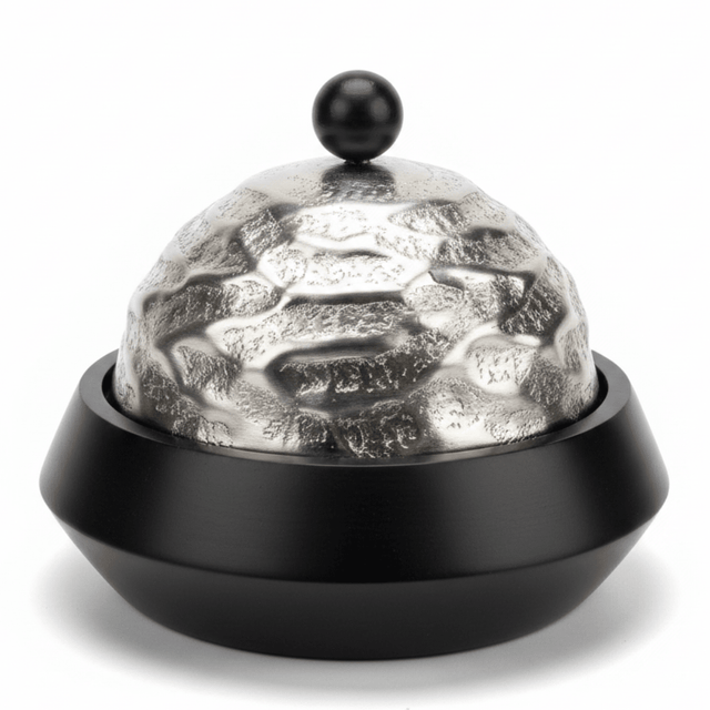 Luhpar Wave Textured Aluminum Round Storage Box with Black Wooden Base - Dome Lid - 20×20 cm - Al Kabayel Discount CentreLuhpar Wave Textured Aluminum Round Storage Box with Black Wooden Base - Dome Lid - 20×20 cmBowlsLUHPARAl Kabayel Discount Centre