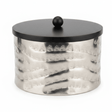 Luhpar Wave Textured Aluminum Round Storage Box with Black Wooden Lid - 10×17cm - Al Kabayel Discount CentreLuhpar Wave Textured Aluminum Round Storage Box with Black Wooden Lid - 10×17cmJars & Food SaversLUHPARAl Kabayel Discount Centre