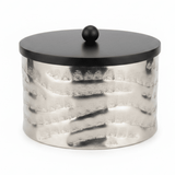 Luhpar Wave Textured Aluminum Round Storage Box with Black Wooden Lid - 10×17cm - Al Kabayel Discount CentreLuhpar Wave Textured Aluminum Round Storage Box with Black Wooden Lid - 10×17cmJars & Food SaversLUHPARAl Kabayel Discount Centre
