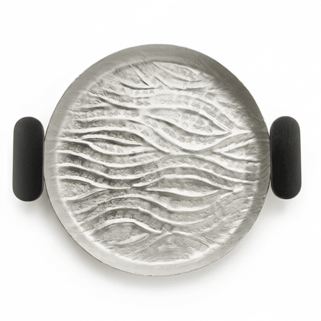 Luhpar Wave Textured Aluminum Round Tray with Black Wooden Handles - 25cm - 74895-A - Al Kabayel Discount CentreLuhpar Wave Textured Aluminum Round Tray with Black Wooden Handles - 25cm - 74895-AServing TraysLUHPARAl Kabayel Discount Centre