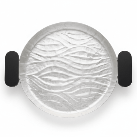 Luhpar Wave Textured Aluminum Round Tray with Black Wooden Handles - 35cm - 74895-C - Al Kabayel Discount CentreLuhpar Wave Textured Aluminum Round Tray with Black Wooden Handles - 35cm - 74895-CServing TraysLUHPARAl Kabayel Discount Centre