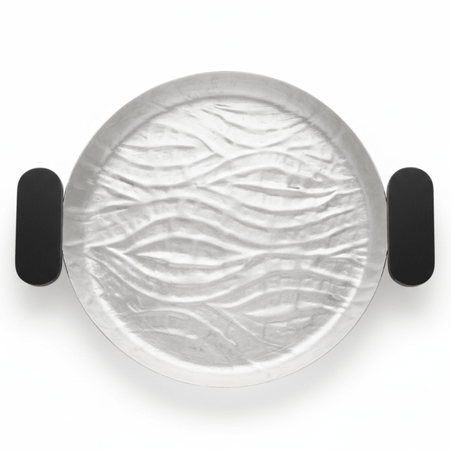 Luhpar Wave Textured Aluminum Round Tray with Black Wooden Handles - 35cm - 74895-C - Al Kabayel Discount CentreLuhpar Wave Textured Aluminum Round Tray with Black Wooden Handles - 35cm - 74895-CServing TraysLUHPARAl Kabayel Discount Centre