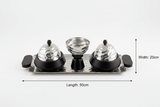 Luhpar Wave Textured Aluminum Serving Set - Rectangular Tray with Domed Cloches & Pedestal Bowl - 50×20 cm - Al Kabayel Discount CentreLuhpar Wave Textured Aluminum Serving Set - Rectangular Tray with Domed Cloches & Pedestal Bowl - 50×20 cmServing TraysLUHPARAl Kabayel Discount Centre