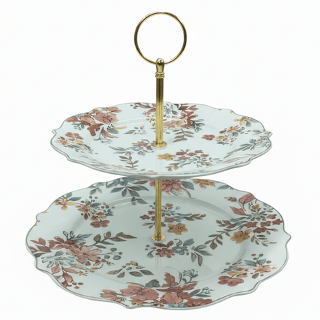 Luhpar White Ceramic 2 Tier Cake Stand 7.5 / 10.5 Inch with Floral Design - Al Kabayel Discount CentreLuhpar White Ceramic 2 Tier Cake Stand 7.5 / 10.5 Inch with Floral DesignServing TraysLUHPARAl Kabayel Discount Centre
