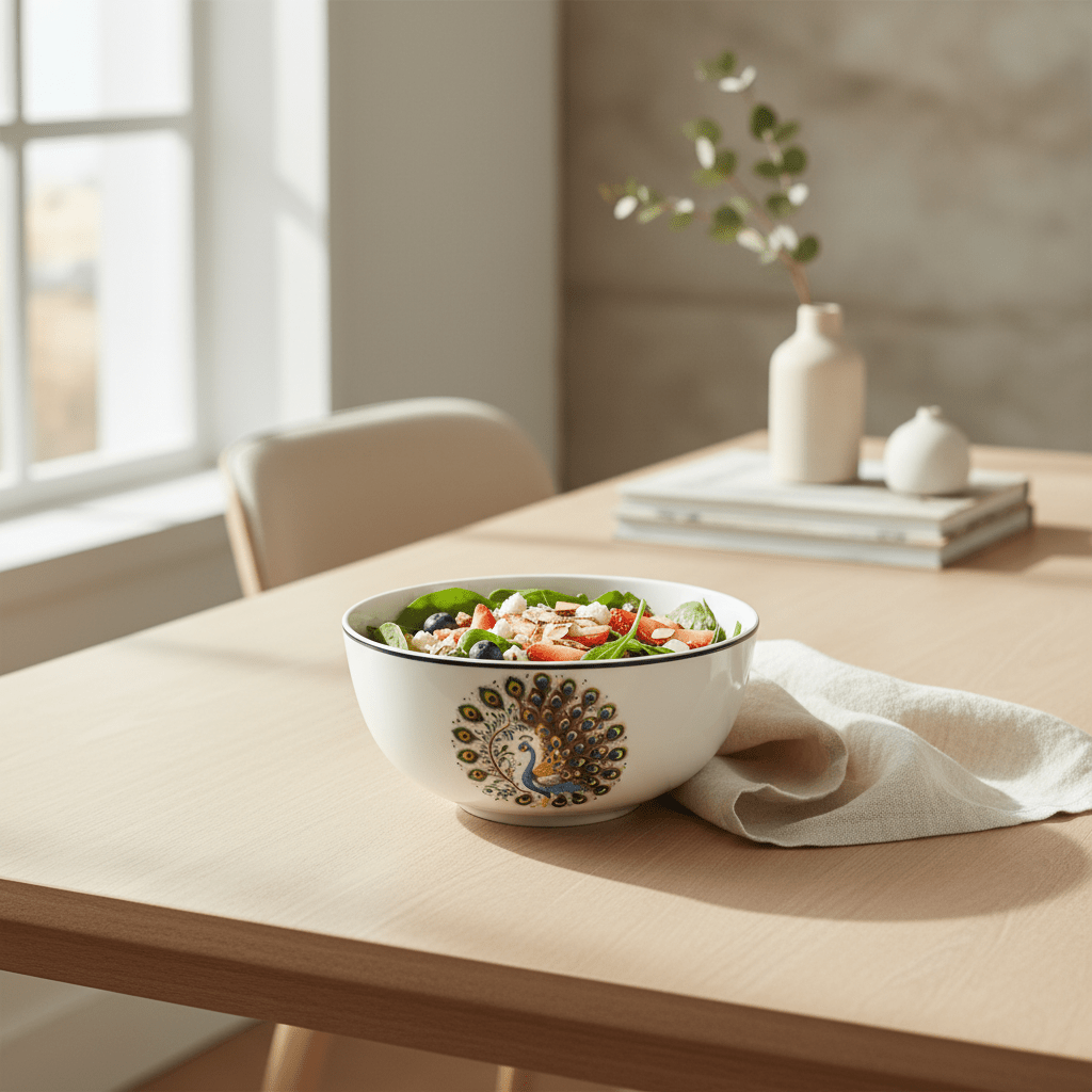 Luhpar White Ceramic Bowl 5.5 Inch with Peacock Pattern - Al Kabayel Discount CentreLuhpar White Ceramic Bowl 5.5 Inch with Peacock PatternBowlsLUHPARAl Kabayel Discount Centre