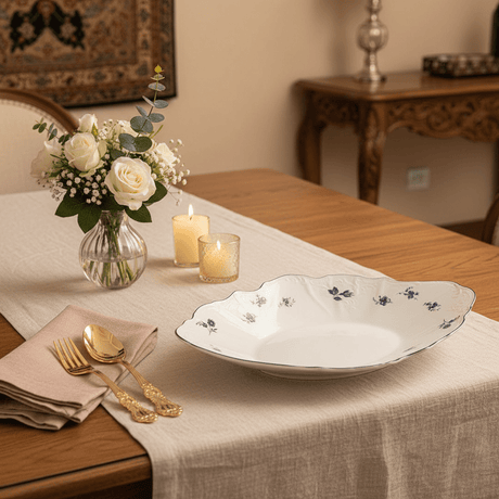 Luhpar White Ceramic Leaf Shaped Plate with Blue Floral Design for Decorative Serving 33 × 20 cm - Al Kabayel Discount CentreLuhpar White Ceramic Leaf Shaped Plate with Blue Floral Design for Decorative Serving 33 × 20 cmPlatesLUHPARAl Kabayel Discount Centre