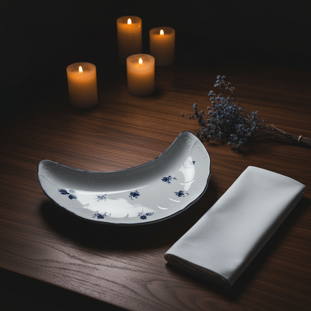 Luhpar White Ceramic Moon Shaped Plate with Blue Floral Design for Unique Presentation 20 × 10 cm - Al Kabayel Discount CentreLuhpar White Ceramic Moon Shaped Plate with Blue Floral Design for Unique Presentation 20 × 10 cmPlatesLUHPARAl Kabayel Discount Centre