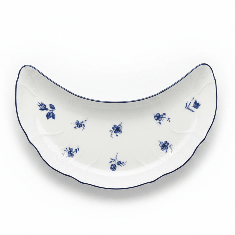 Luhpar White Ceramic Moon Shaped Plate with Blue Floral Design for Unique Presentation 20 × 10 cm - Al Kabayel Discount CentreLuhpar White Ceramic Moon Shaped Plate with Blue Floral Design for Unique Presentation 20 × 10 cmPlatesLUHPARAl Kabayel Discount Centre