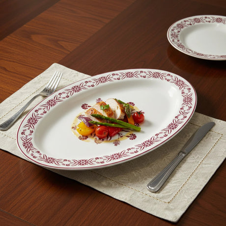 Luhpar White Ceramic Oval Plate with Decorative Red Floral Pattern – 12 Inch Serving Plate - Al Kabayel Discount CentreLuhpar White Ceramic Oval Plate with Decorative Red Floral Pattern – 12 Inch Serving PlatePlatesLUHPARAl Kabayel Discount Centre