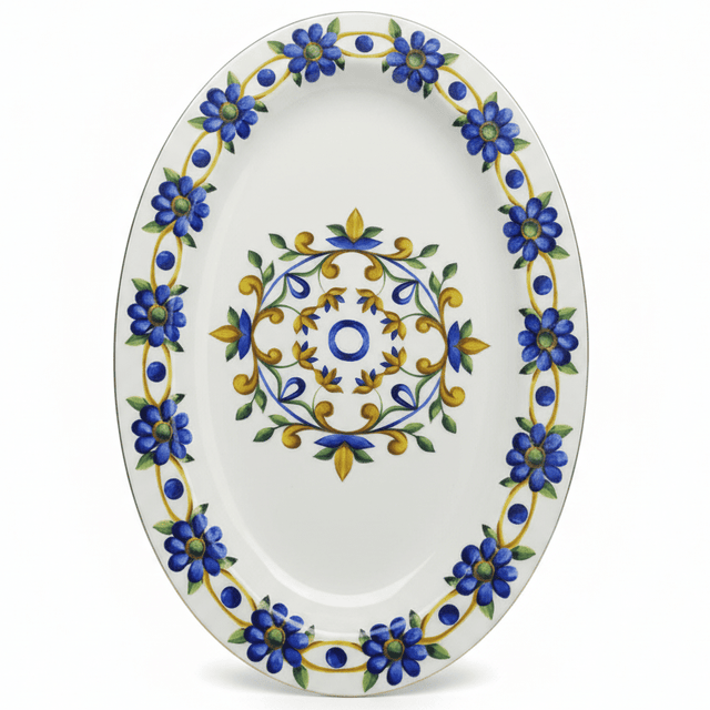 Luhpar White Ceramic Oval Plate with Traditional Blue Floral Print – 12 Inch Serving Plate - Al Kabayel Discount CentreLuhpar White Ceramic Oval Plate with Traditional Blue Floral Print – 12 Inch Serving PlatePlatesLUHPARAl Kabayel Discount Centre