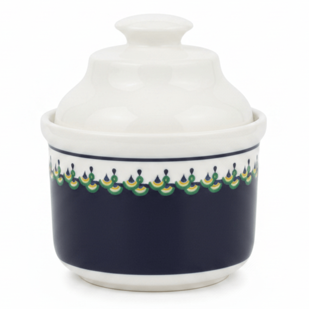 Luhpar White Ceramic Sugar Jar with Elegant Navy Blue Pattern and Lid for Kitchen and Dining Use – 10 cm - Al Kabayel Discount CentreLuhpar White Ceramic Sugar Jar with Elegant Navy Blue Pattern and Lid for Kitchen and Dining Use – 10 cmJars & Food SaversLUHPARAl Kabayel Discount Centre