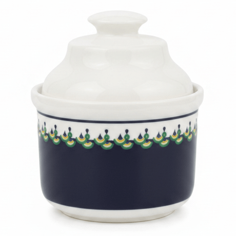 Luhpar White Ceramic Sugar Jar with Elegant Navy Blue Pattern and Lid for Kitchen and Dining Use – 10 cm - Al Kabayel Discount CentreLuhpar White Ceramic Sugar Jar with Elegant Navy Blue Pattern and Lid for Kitchen and Dining Use – 10 cmJars & Food SaversLUHPARAl Kabayel Discount Centre