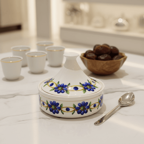 Luhpar White Designer Ceramic Sugar Pot with Elegant Floral Lid for Decorative and Functional Serving – 15×15 cm - Al Kabayel Discount CentreLuhpar White Designer Ceramic Sugar Pot with Elegant Floral Lid for Decorative and Functional Serving – 15×15 cmJars & Food SaversLUHPARAl Kabayel Discount Centre