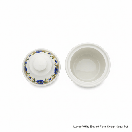 Luhpar White Elegant Floral Design Sugar Pot with Lid for Stylish Tea and Coffee Serving – 10 cm - Al Kabayel Discount CentreLuhpar White Elegant Floral Design Sugar Pot with Lid for Stylish Tea and Coffee Serving – 10 cmJars & Food SaversLUHPARAl Kabayel Discount Centre