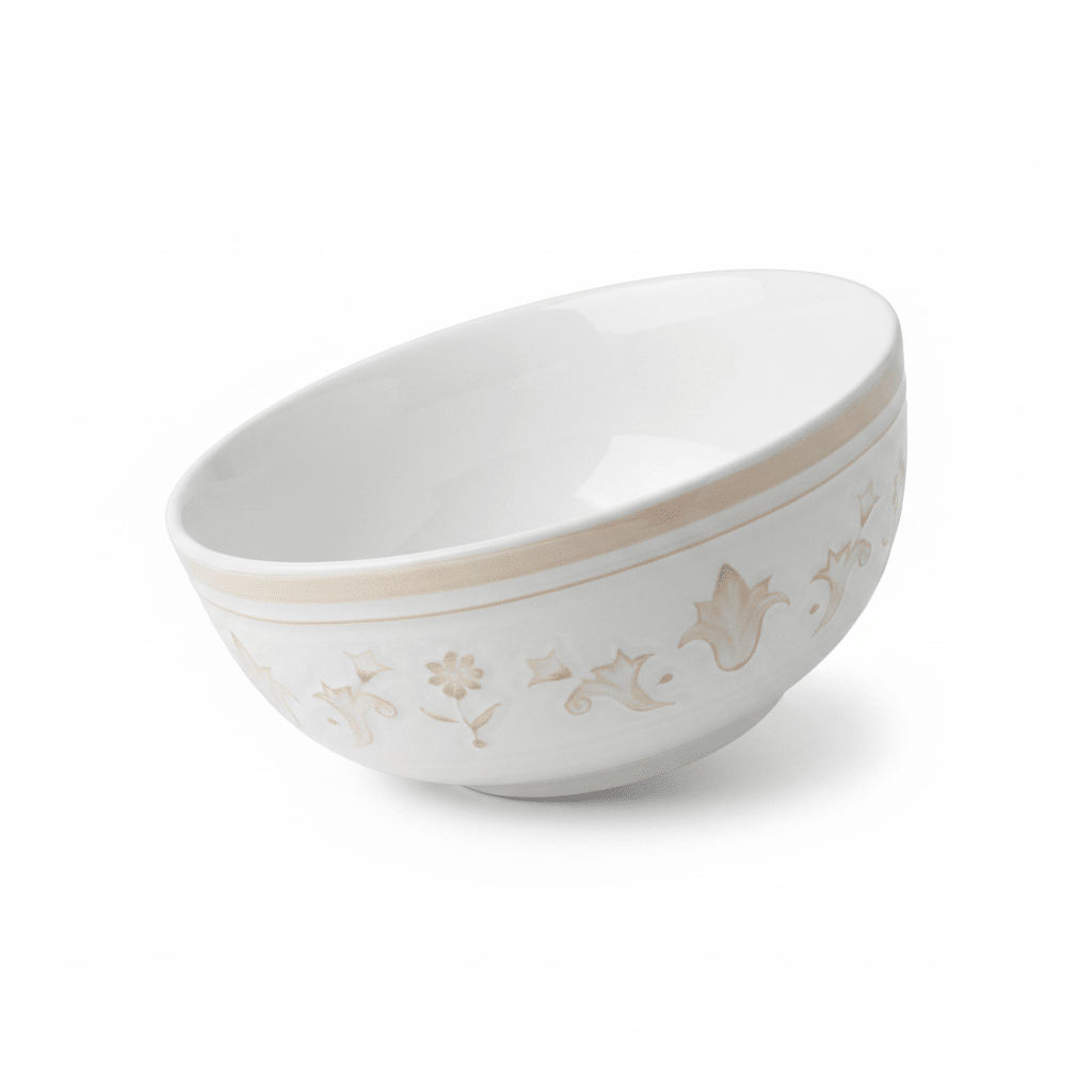 Luhpar White & Gold Embossed Floral Round Ceramic Bowl - 5.5 Inch - Al Kabayel Discount CentreLuhpar White & Gold Embossed Floral Round Ceramic Bowl - 5.5 InchBowlsLUHPARAl Kabayel Discount Centre