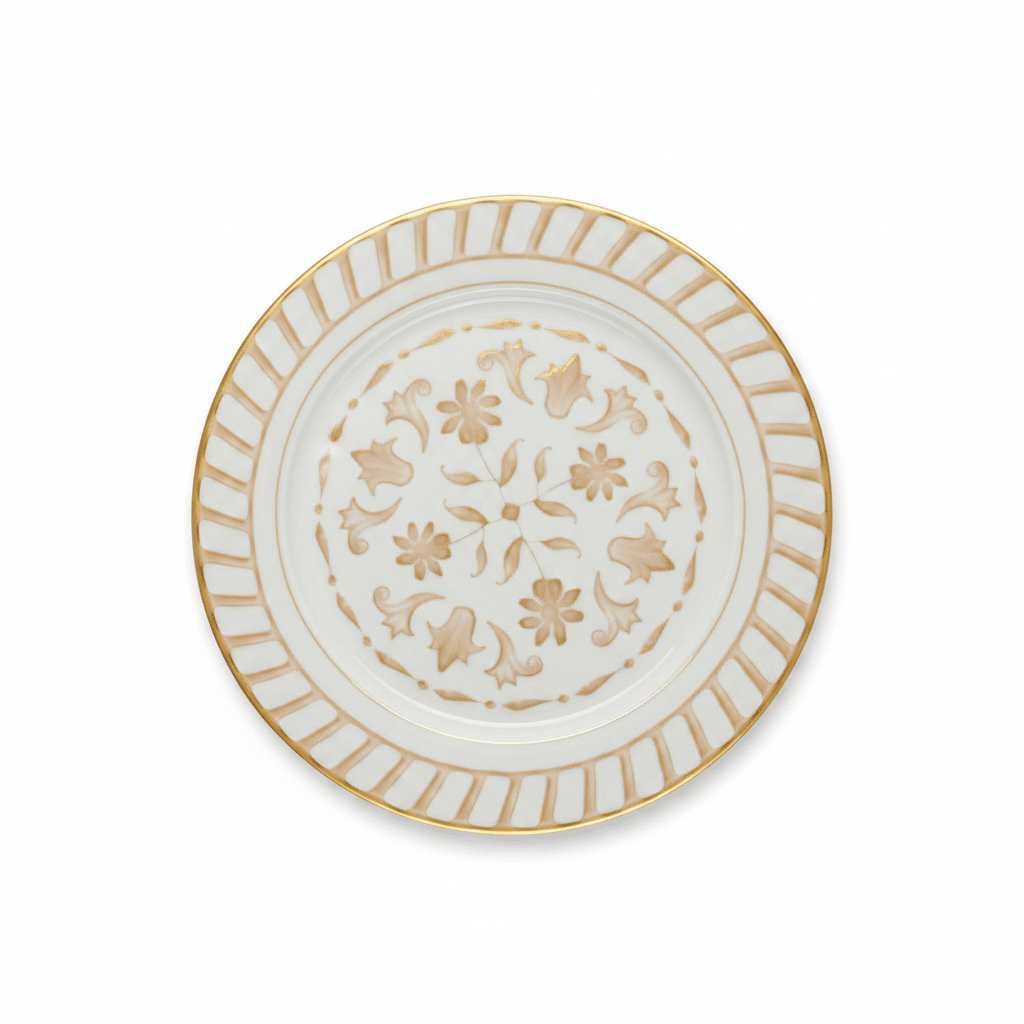 Luhpar White & Gold Floral Embossed Round Ceramic Dinner Plate - 10.5 Inch - Al Kabayel Discount CentreLuhpar White & Gold Floral Embossed Round Ceramic Dinner Plate - 10.5 InchPlatesLUHPARAl Kabayel Discount Centre