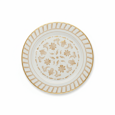 Luhpar White & Gold Floral Embossed Round Ceramic Dinner Plate - 10.5 Inch - Al Kabayel Discount CentreLuhpar White & Gold Floral Embossed Round Ceramic Dinner Plate - 10.5 InchPlatesLUHPARAl Kabayel Discount Centre