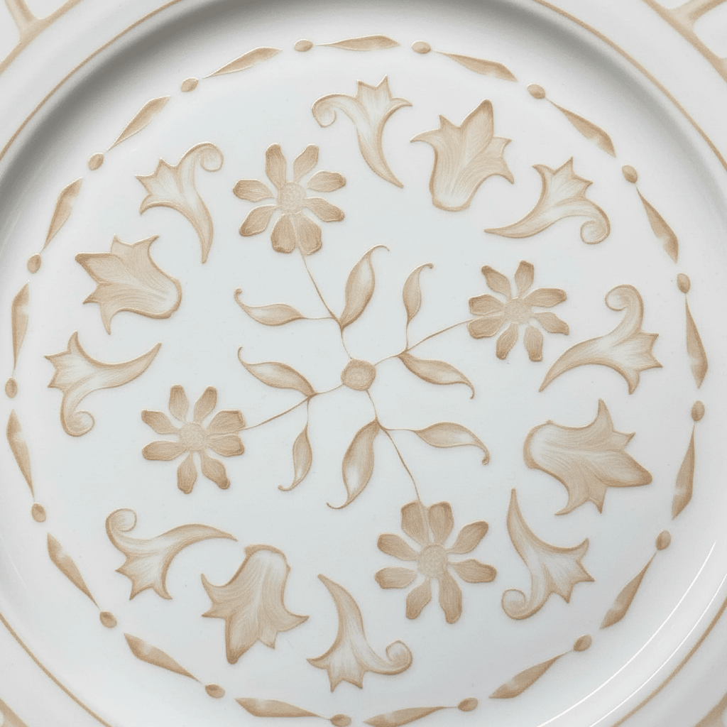 Luhpar White & Gold Floral Embossed Round Ceramic Dinner Plate - 10.5 Inch - Al Kabayel Discount CentreLuhpar White & Gold Floral Embossed Round Ceramic Dinner Plate - 10.5 InchPlatesLUHPARAl Kabayel Discount Centre