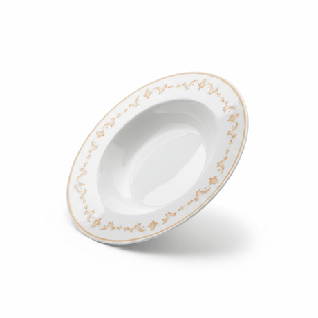 Luhpar White & Gold Floral Round Ceramic Soup Plate - 8.5 Inch - Al Kabayel Discount CentreLuhpar White & Gold Floral Round Ceramic Soup Plate - 8.5 InchPlatesLUHPARAl Kabayel Discount Centre