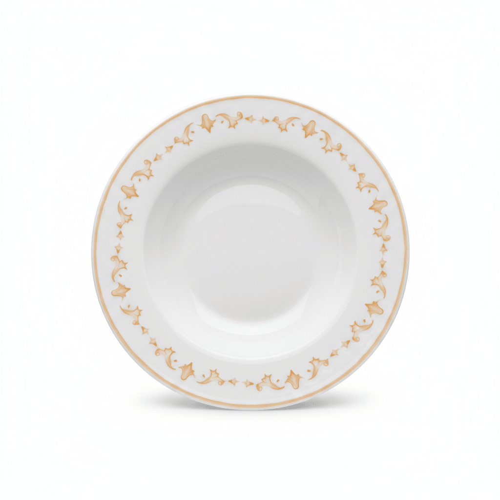 Luhpar White & Gold Floral Round Ceramic Soup Plate - 8.5 Inch - Al Kabayel Discount CentreLuhpar White & Gold Floral Round Ceramic Soup Plate - 8.5 InchPlatesLUHPARAl Kabayel Discount Centre