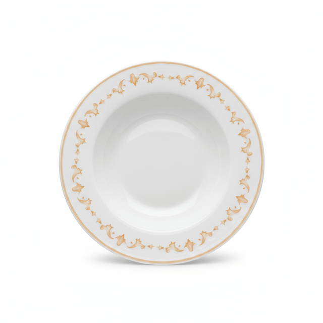 Luhpar White & Gold Floral Round Ceramic Soup Plate - 8.5 Inch - Al Kabayel Discount CentreLuhpar White & Gold Floral Round Ceramic Soup Plate - 8.5 InchPlatesLUHPARAl Kabayel Discount Centre