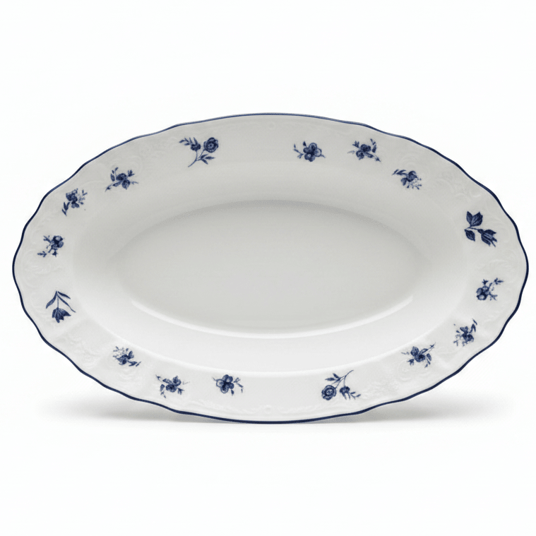 Luhpar White Oval Ceramic Plate with Blue Floral Design for Serving and Dining 12 inch - Al Kabayel Discount CentreLuhpar White Oval Ceramic Plate with Blue Floral Design for Serving and Dining 12 inchServing TraysLUHPARAl Kabayel Discount Centre