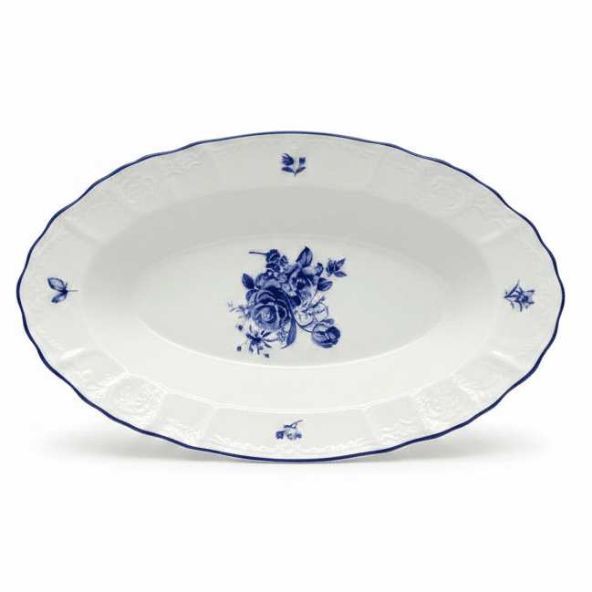 Luhpar White Oval Porcelain Deep Plate with Blue Floral Design for Pasta and Curry 9.75 inch - Al Kabayel Discount CentreLuhpar White Oval Porcelain Deep Plate with Blue Floral Design for Pasta and Curry 9.75 inchServing TraysLUHPARAl Kabayel Discount Centre
