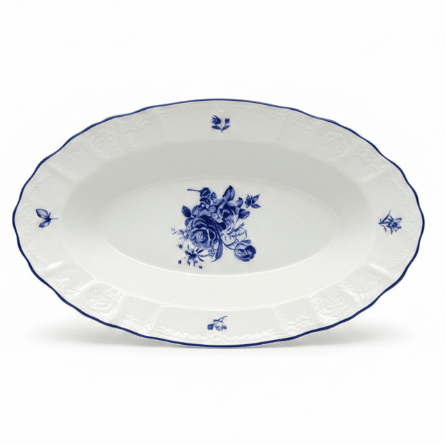 Luhpar White Oval Porcelain Deep Plate with Blue Floral Design for Pasta and Curry 9.75 inch - Al Kabayel Discount CentreLuhpar White Oval Porcelain Deep Plate with Blue Floral Design for Pasta and Curry 9.75 inchServing TraysLUHPARAl Kabayel Discount Centre