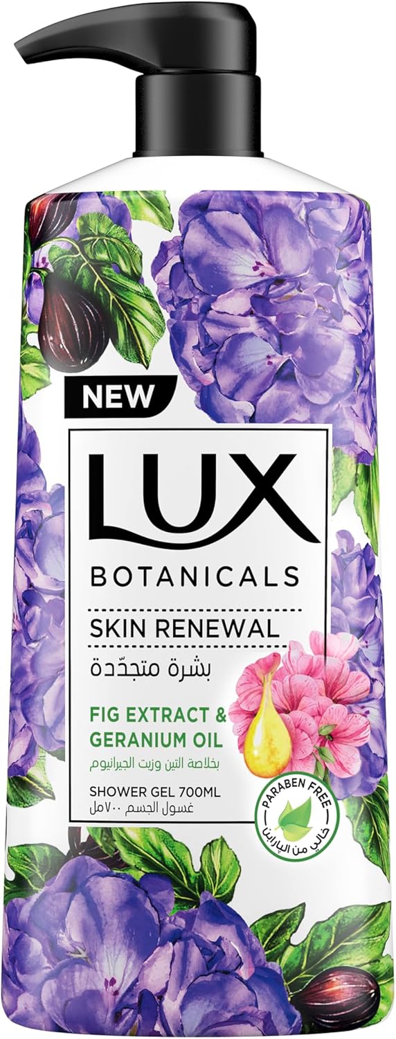 LUX Botanicals Body Wash, Skin Renewal, Fig & Geranium Oil, with 100% natural extracts suitable for all skin types, 700ml - Al Kabayel Discount CentreLUX Botanicals Body Wash, Skin Renewal, Fig & Geranium Oil, with 100% natural extracts suitable for all skin types, 700mlBodywashLUXAl Kabayel Discount Centre