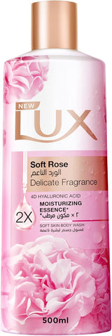 LUX Delicate Fragrance Body Wash, Soft Rose, 2x Moisturizing Essence, with 4D Hyaluronic Acid, 500ml - Al Kabayel Discount CentreLUX Delicate Fragrance Body Wash, Soft Rose, 2x Moisturizing Essence, with 4D Hyaluronic Acid, 500mlBodywashLUXAl Kabayel Discount Centre