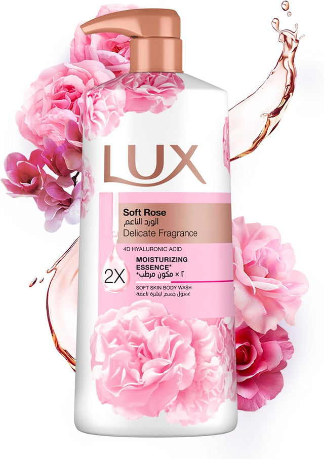 LUX Delicate Fragrance Body Wash, Soft Rose, 2x Moisturizing Essence, with 4D Hyaluronic Acid, 700ml - Al Kabayel Discount CentreLUX Delicate Fragrance Body Wash, Soft Rose, 2x Moisturizing Essence, with 4D Hyaluronic Acid, 700mlBodywashLUXAl Kabayel Discount Centre