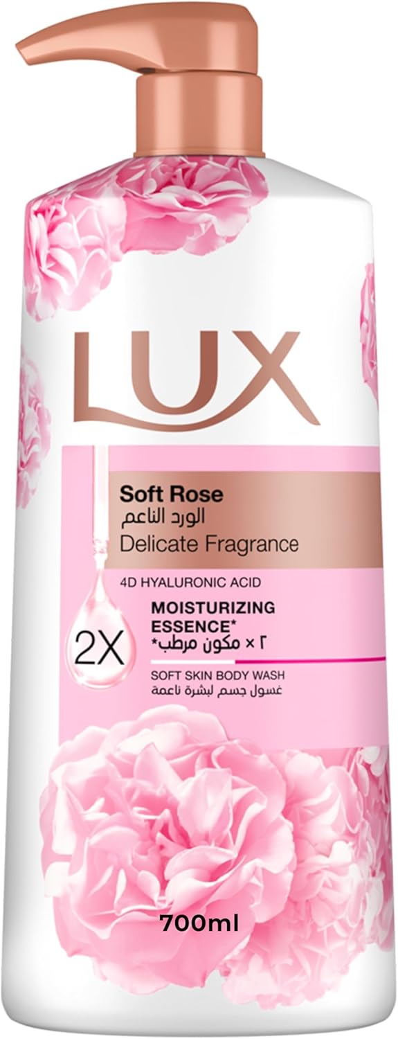 LUX Delicate Fragrance Body Wash, Soft Rose, 2x Moisturizing Essence, with 4D Hyaluronic Acid, 700ml - Al Kabayel Discount CentreLUX Delicate Fragrance Body Wash, Soft Rose, 2x Moisturizing Essence, with 4D Hyaluronic Acid, 700mlBodywashLUXAl Kabayel Discount Centre