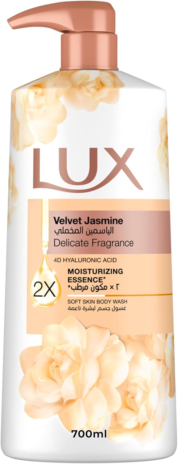 LUX Delicate Fragrance Body Wash, Velvet Jasmine, 2x Moisturizing Essence, with 4D Hyaluronic Acid, 700ml - Al Kabayel Discount CentreLUX Delicate Fragrance Body Wash, Velvet Jasmine, 2x Moisturizing Essence, with 4D Hyaluronic Acid, 700mlBodywashLUXAl Kabayel Discount Centre
