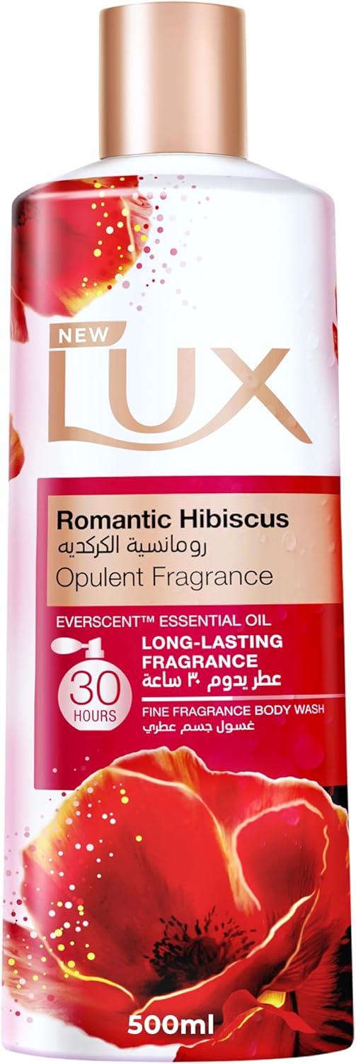 LUX Opulent Fragrance Body Wash, Romantic Hibiscus, 30H Long - Lasting Scent, with Everscent Essential Oil, 500ml - Al Kabayel Discount CentreLUX Opulent Fragrance Body Wash, Romantic Hibiscus, 30H Long - Lasting Scent, with Everscent Essential Oil, 500mlBodywashLUXAl Kabayel Discount Centre