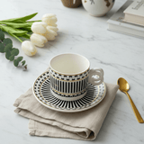 Luxehome Classic Duo Ceramic Cup & Saucer Set – Stylish White & Black Pattern Tea & Coffee Cup Set for Home, Office & Gifting – 160 ml - Al Kabayel Discount CentreLuxehome Classic Duo Ceramic Cup & Saucer Set – Stylish White & Black Pattern Tea & Coffee Cup Set for Home, Office & Gifting – 160 mlMugsLuxehomeAl Kabayel Discount Centre