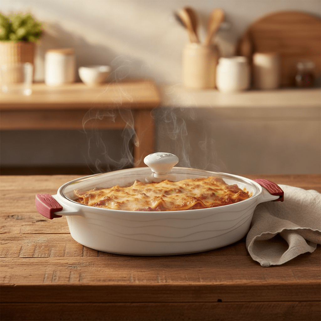 Luxehome Large Oval Ceramic Baking Dish with Glass Lid and Silicone Grip Handles – Family Size Cookware (2.6 L) - Al Kabayel Discount CentreLuxehome Large Oval Ceramic Baking Dish with Glass Lid and Silicone Grip Handles – Family Size Cookware (2.6 L)Roasting PansLUXEHOMEAl Kabayel Discount Centre
