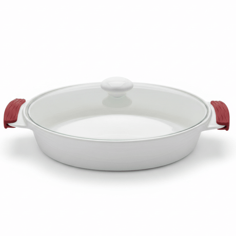Luxehome Large Oval Ceramic Baking Dish with Glass Lid and Silicone Grip Handles – Family Size Cookware (2.6 L) - Al Kabayel Discount CentreLuxehome Large Oval Ceramic Baking Dish with Glass Lid and Silicone Grip Handles – Family Size Cookware (2.6 L)Roasting PansLUXEHOMEAl Kabayel Discount Centre