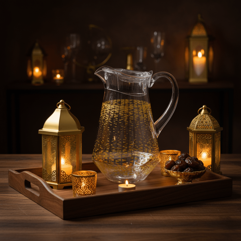 Luxehome Luxury Clear Acrylic Jug with Gold Triangle Confetti Decorative Print – 22 cm - Al Kabayel Discount CentreLuxehome Luxury Clear Acrylic Jug with Gold Triangle Confetti Decorative Print – 22 cmJugsLUXEHOMEAl Kabayel Discount Centre