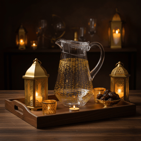 Luxehome Luxury Clear Acrylic Jug with Gold Triangle Confetti Decorative Print – 22 cm - Al Kabayel Discount CentreLuxehome Luxury Clear Acrylic Jug with Gold Triangle Confetti Decorative Print – 22 cmJugsLUXEHOMEAl Kabayel Discount Centre