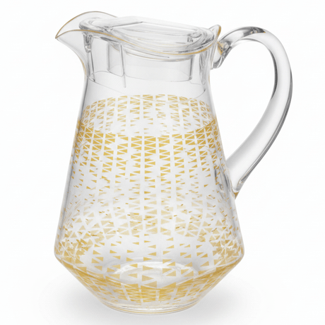 Luxehome Luxury Clear Acrylic Jug with Gold Triangle Confetti Decorative Print – 22 cm - Al Kabayel Discount CentreLuxehome Luxury Clear Acrylic Jug with Gold Triangle Confetti Decorative Print – 22 cmJugsLUXEHOMEAl Kabayel Discount Centre