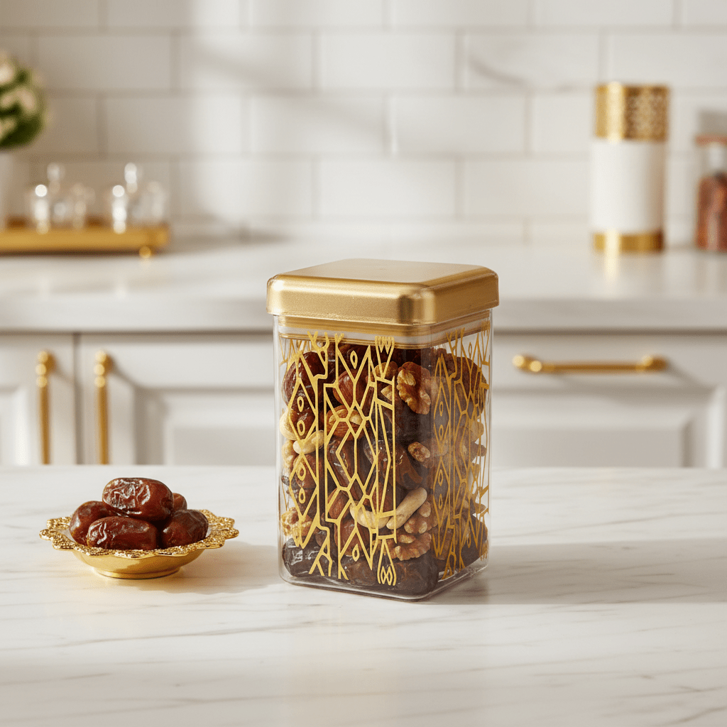 Luxehome Premium Acrylic Storage Canister with Gold Detailing for Kitchen & Pantry 16 × 10 cm - Al Kabayel Discount CentreLuxehome Premium Acrylic Storage Canister with Gold Detailing for Kitchen & Pantry 16 × 10 cmJars & Food SaversLUXEHOMEAl Kabayel Discount Centre